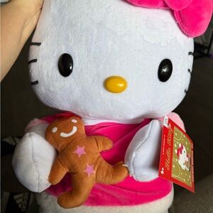 Hello Kitty Plush with Pink Outfit and Gingerbread Friend